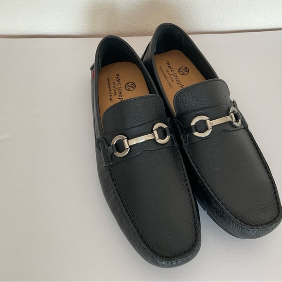 Joseph Black Leather Slip-On Loafers with Silver Accents - Picture 3 of 6